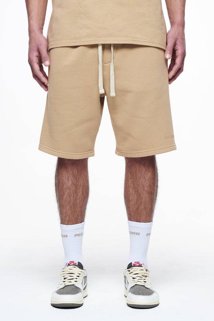 Pegador Logo Heavy Sweat Shorts Vintage Washed Espresso Gum