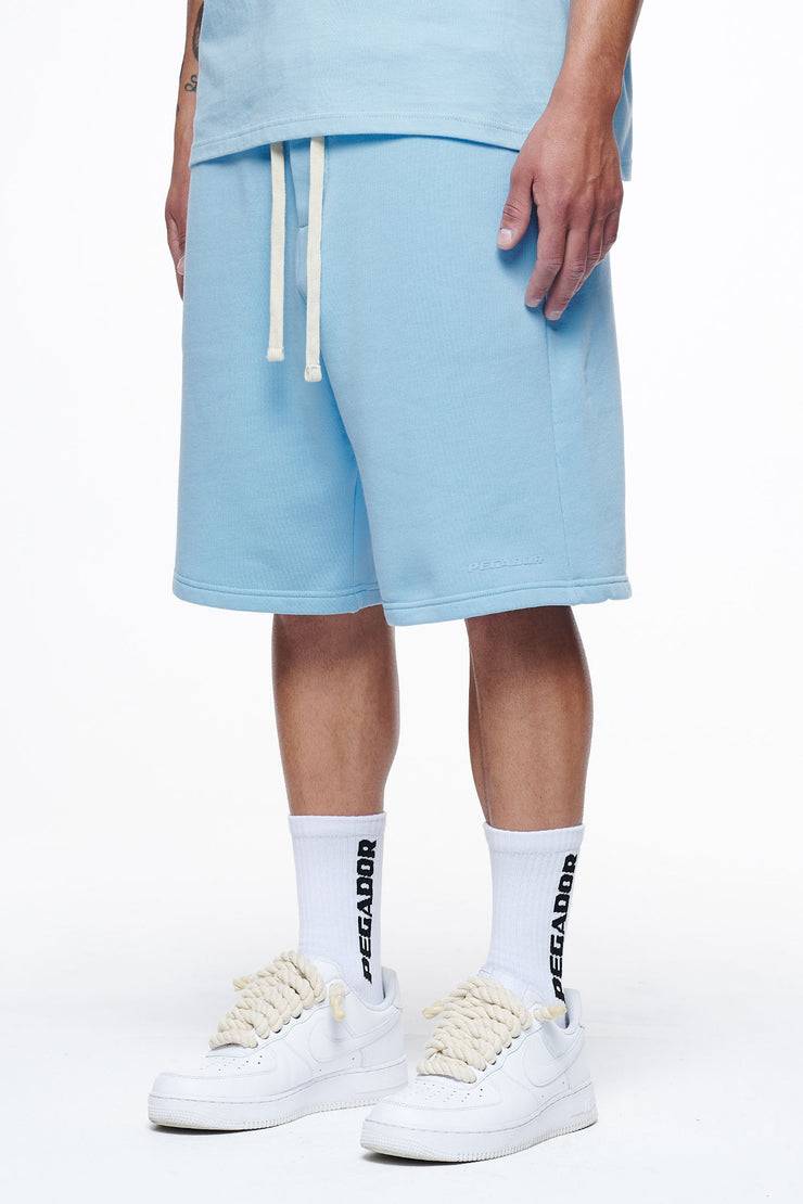 Pegador Logo Heavy Sweat Shorts Vintage Washed Riviera Blue Gum