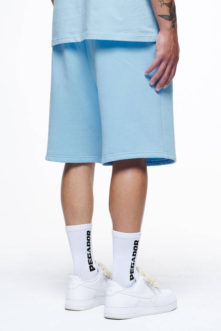 Pegador Logo Heavy Sweat Shorts Vintage Washed Riviera Blue Gum