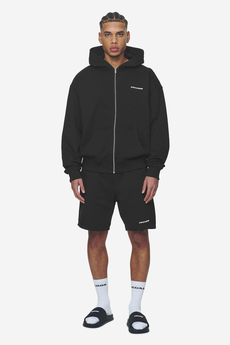 Pegador Logo Heavy Sweat Shorts Washed Black White Gum