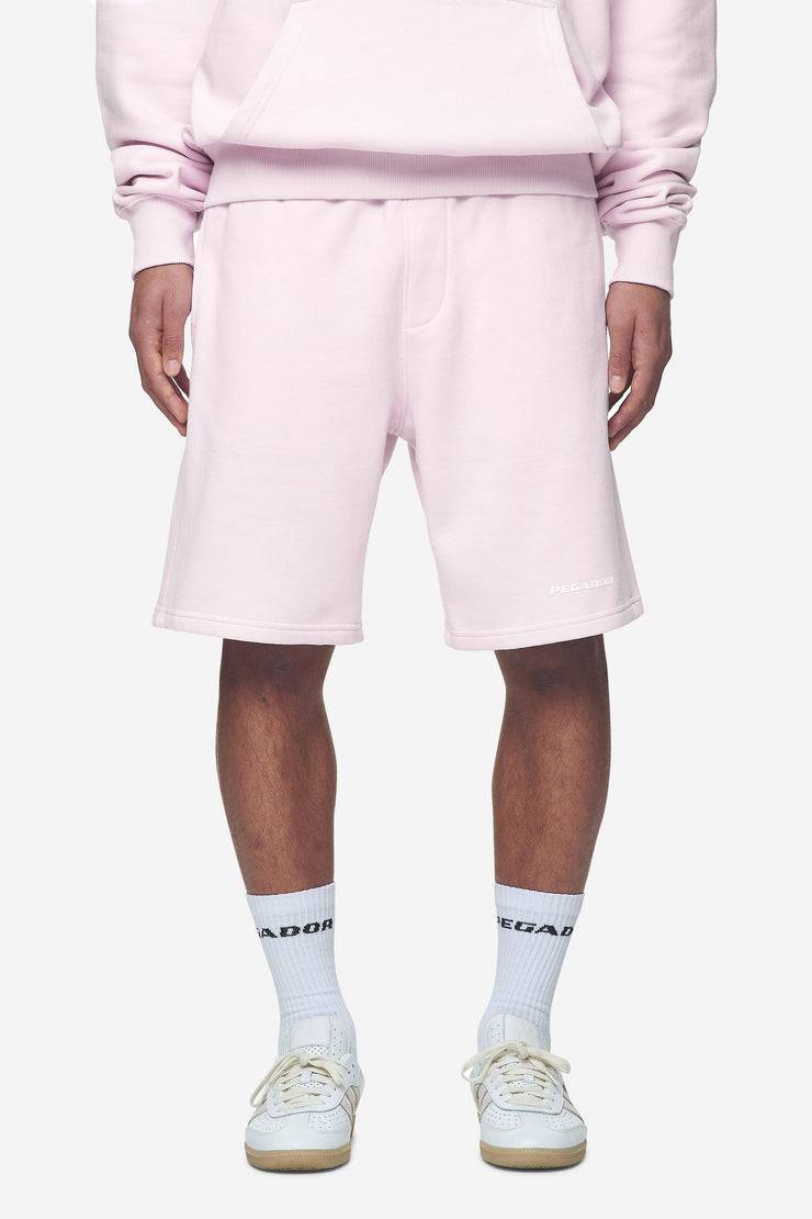 Pegador Logo Heavy Sweat Shorts Washed Bubblegum White Gum