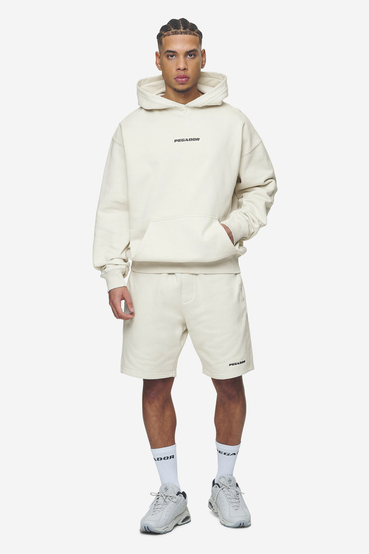 Pegador Logo Heavy Sweat Shorts Washed Salty Cream Black Gum
