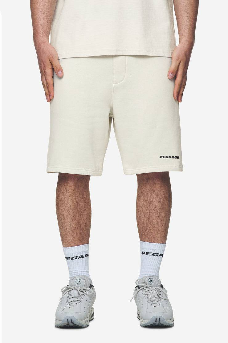 Pegador Logo Heavy Sweat Shorts Washed Salty Cream Black Gum