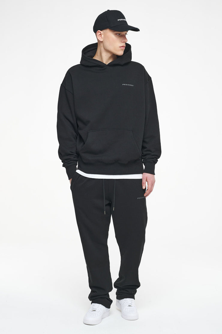 Pegador Logo Oversized Hoodie Vintage Washed Black Ink Gum