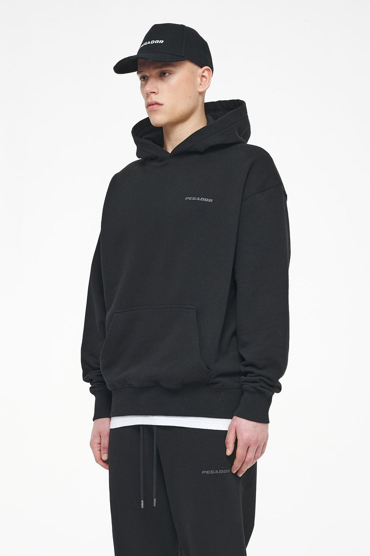 Pegador Logo Oversized Hoodie Vintage Washed Black Ink Gum