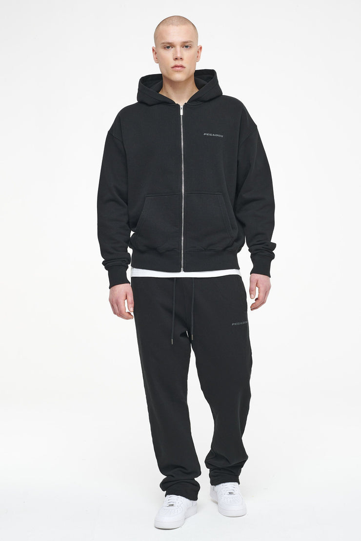 Pegador Logo Oversized Sweat Jacket Vintage Washed Black Ink Gum