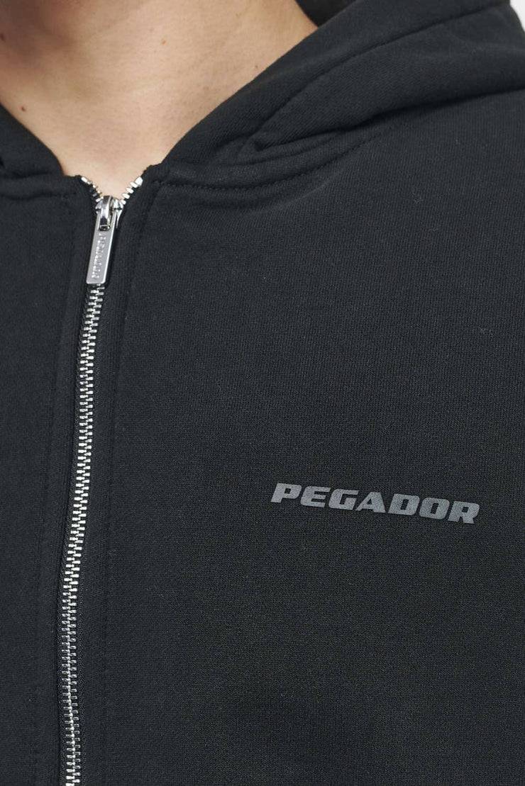 Pegador Logo Oversized Sweat Jacket Vintage Washed Black Ink Gum
