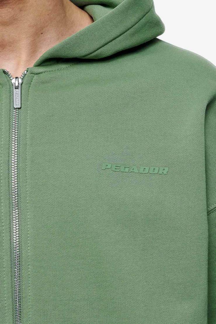 Pegador Logo Oversized Sweat Jacket Vintage Washed Cypress Green Gum