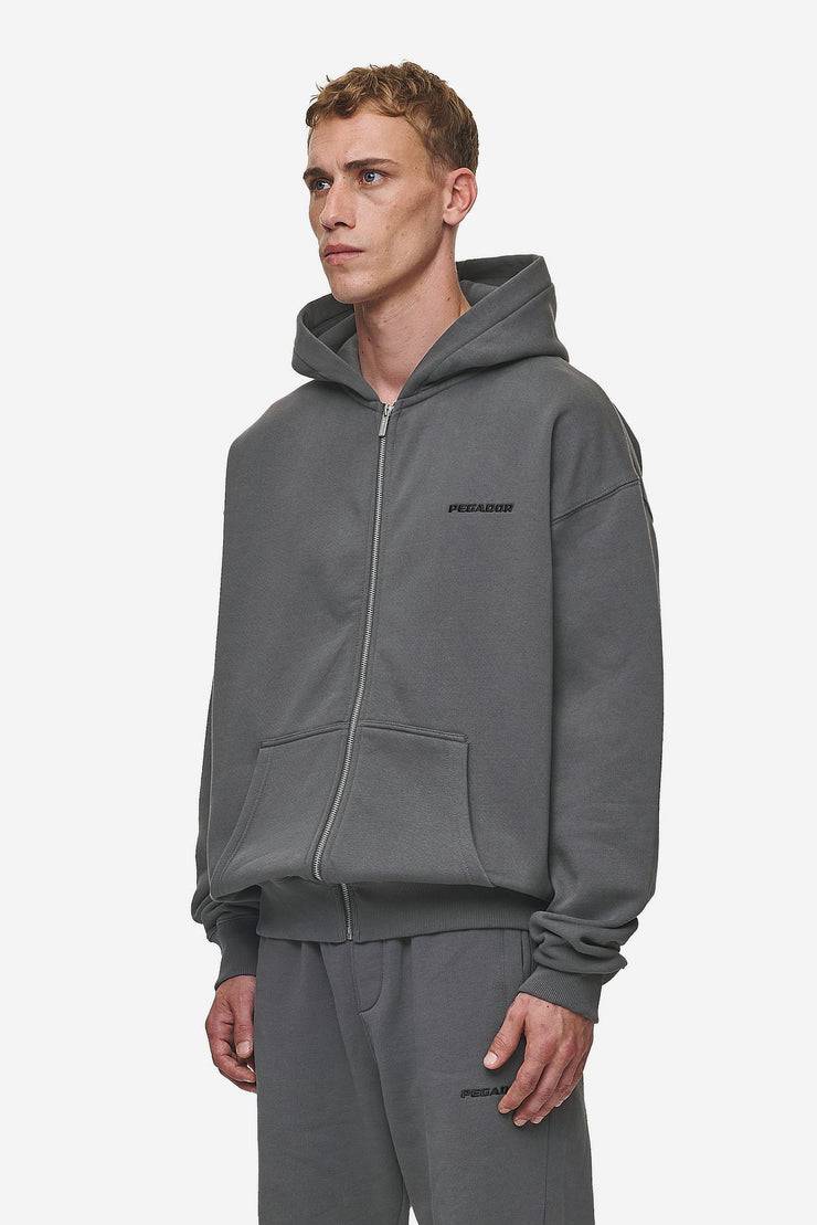 Pegador Logo Oversized Sweat Jacket Washed Anthracite