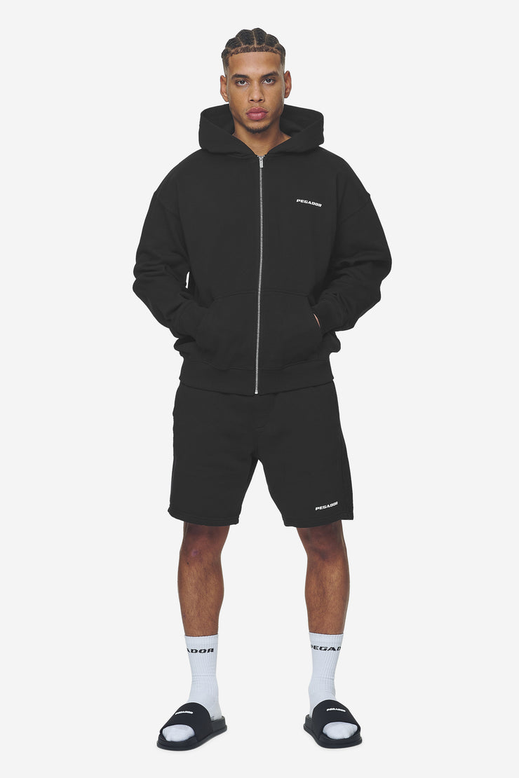 Pegador Logo Oversized Sweat Jacket Washed Black White Gum