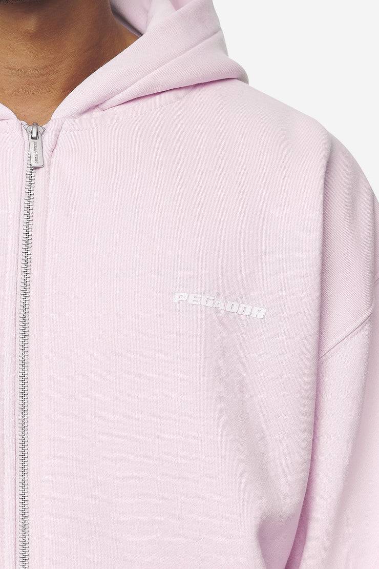 Pegador Logo Oversized Sweat Jacket Washed Bubblegum White Gum