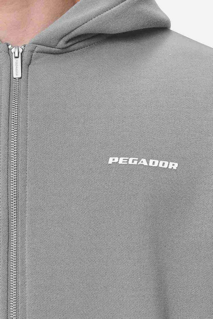 Pegador Logo Oversized Sweat Jacket Washed Cool Grey White Gum