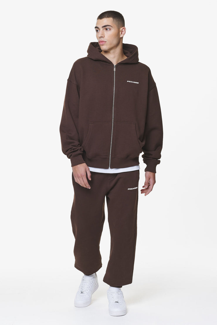 Pegador Logo Oversized Sweat Jacket Washed Oak Brown Gum