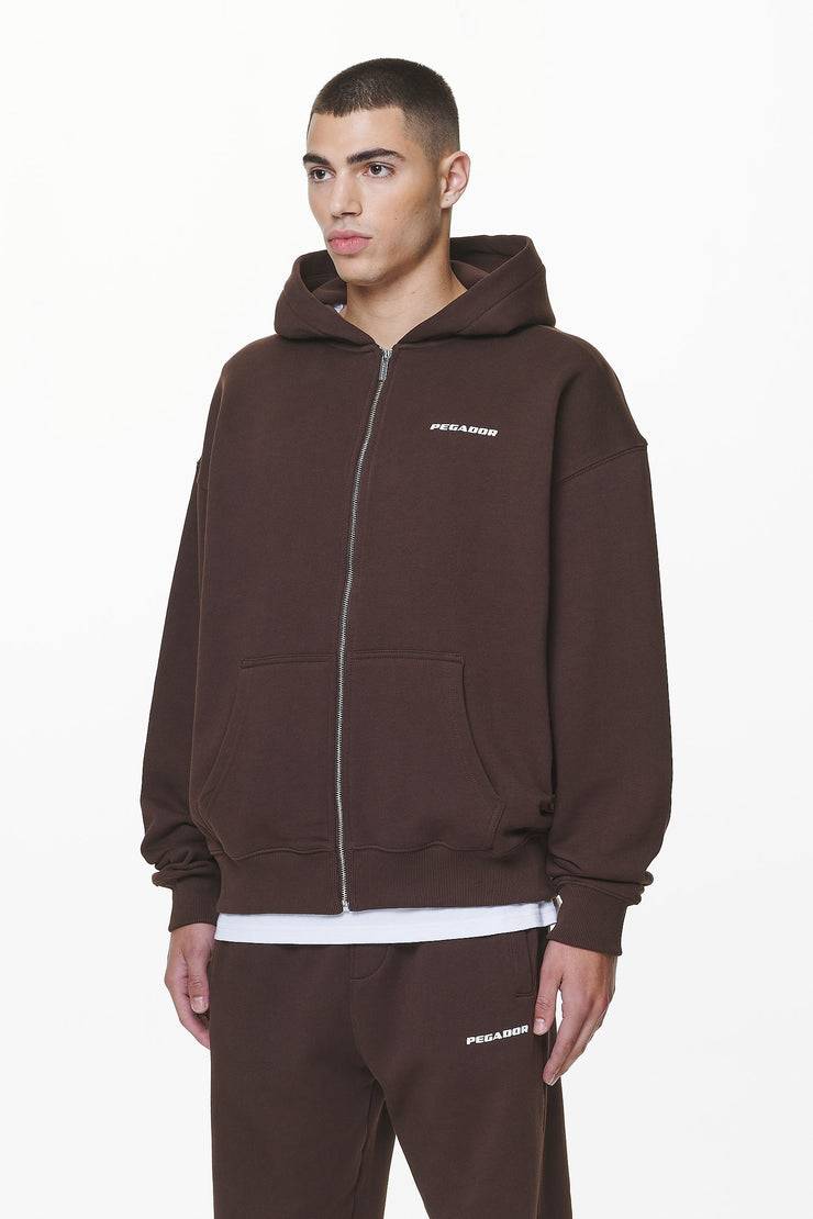 Pegador Logo Oversized Sweat Jacket Washed Oak Brown Gum