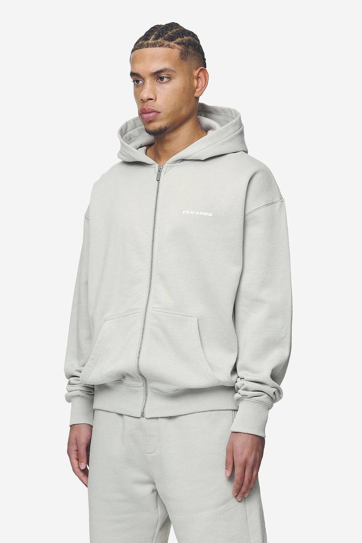 Pegador Logo Oversized Sweat Jacket Washed Pearl Grey White Gum