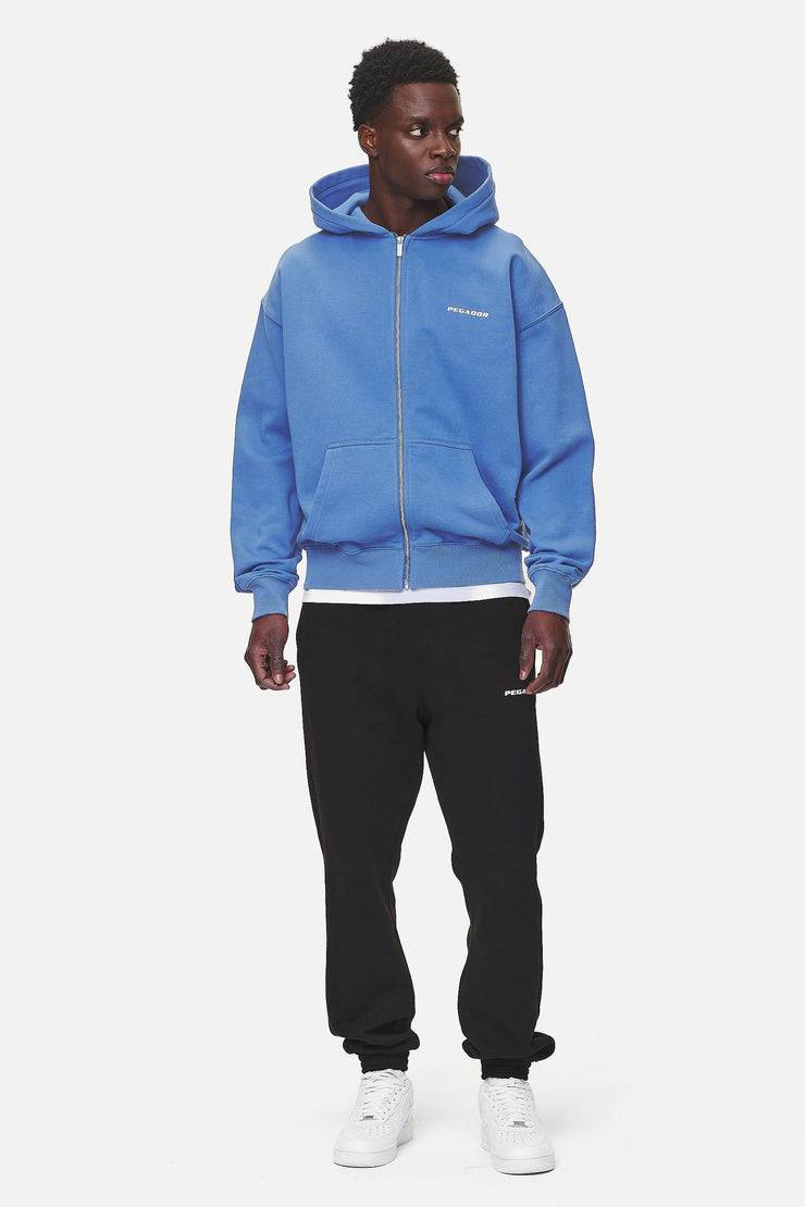 Pegador Logo Oversized Sweat Jacket Washed Retro Blue White Gum