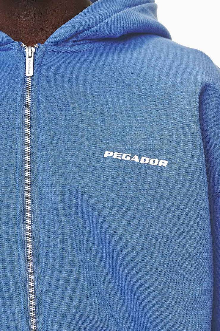Pegador Logo Oversized Sweat Jacket Washed Retro Blue White Gum