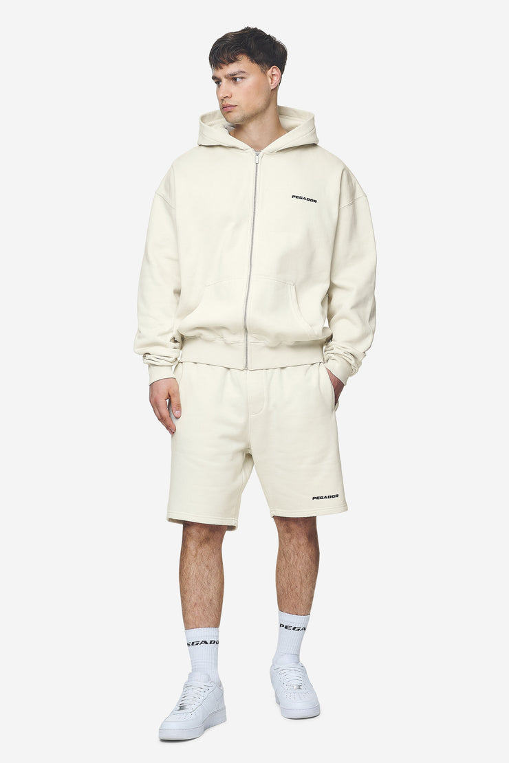 Pegador Logo Oversized Sweat Jacket Washed Salty Cream Black Gum