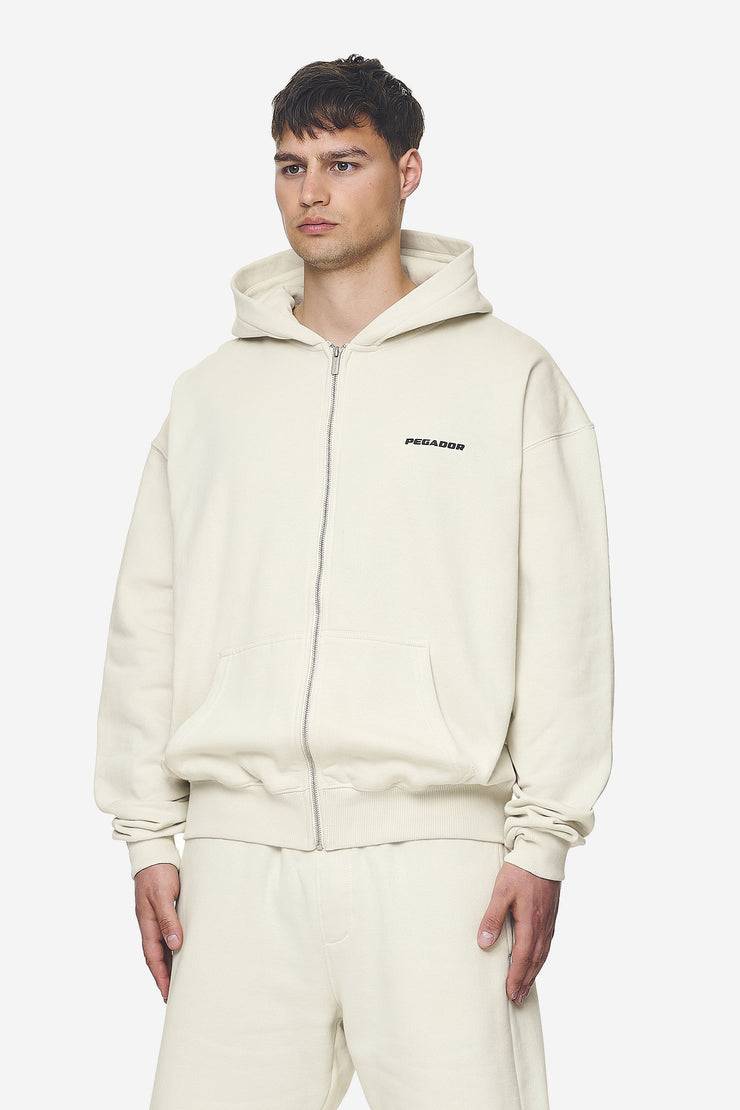 Pegador Logo Oversized Sweat Jacket Washed Salty Cream Black Gum