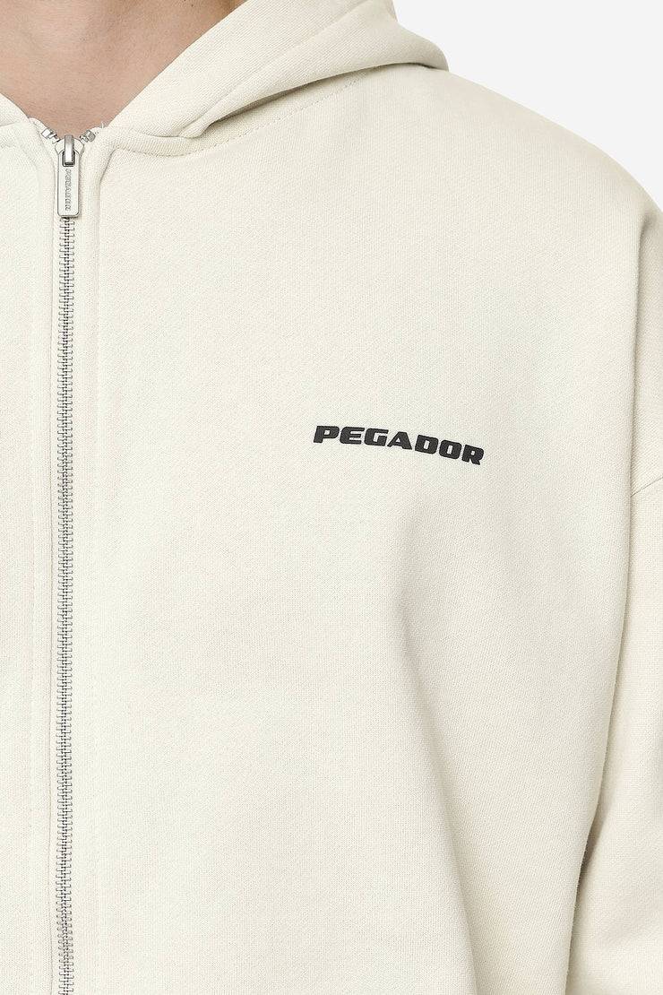 Pegador Logo Oversized Sweat Jacket Washed Salty Cream Black Gum