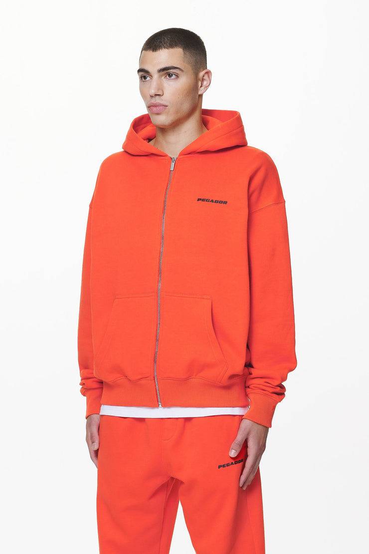 Pegador Logo Oversized Sweat Jacket Washed Signal Red Gum