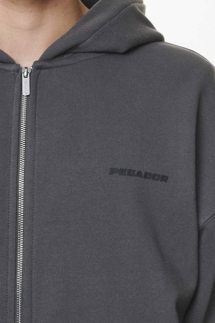 Pegador Logo Oversized Sweat Jacket Washed Volcano Grey Gum