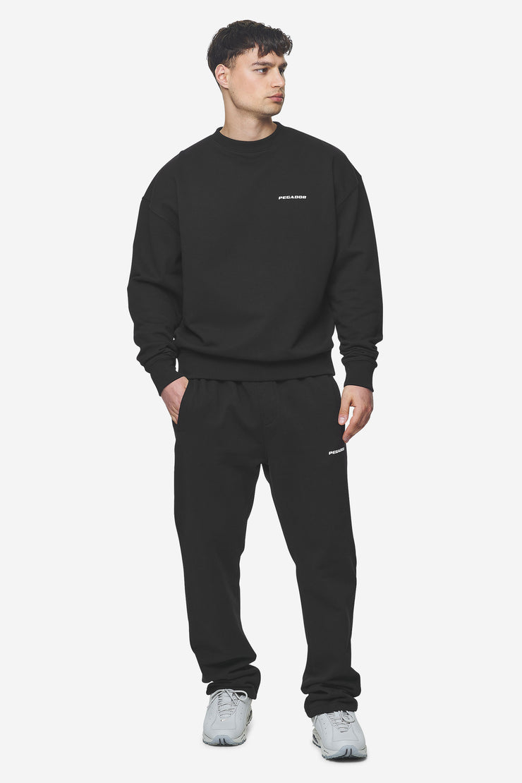 Pegador Logo Wide Sweat Pants Washed Black White Gum