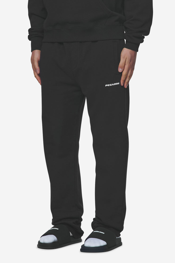 Pegador Logo Wide Sweat Pants Washed Black White Gum