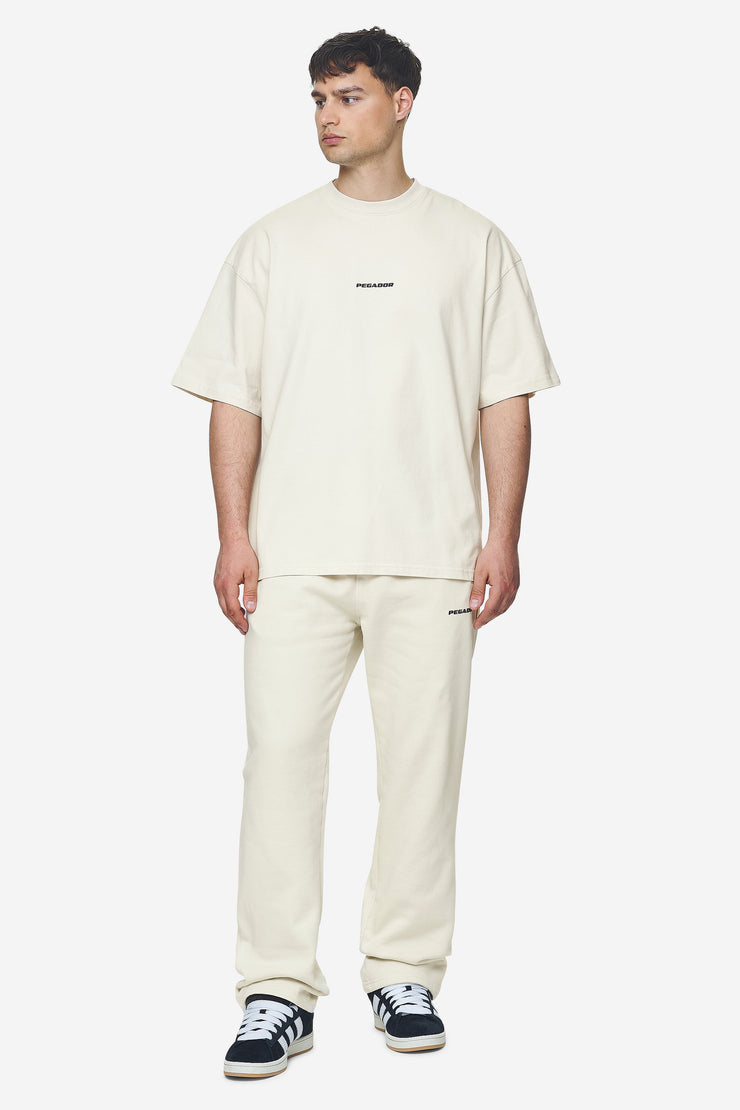 Pegador Logo Wide Sweat Pants Washed Salty Cream Black Gum