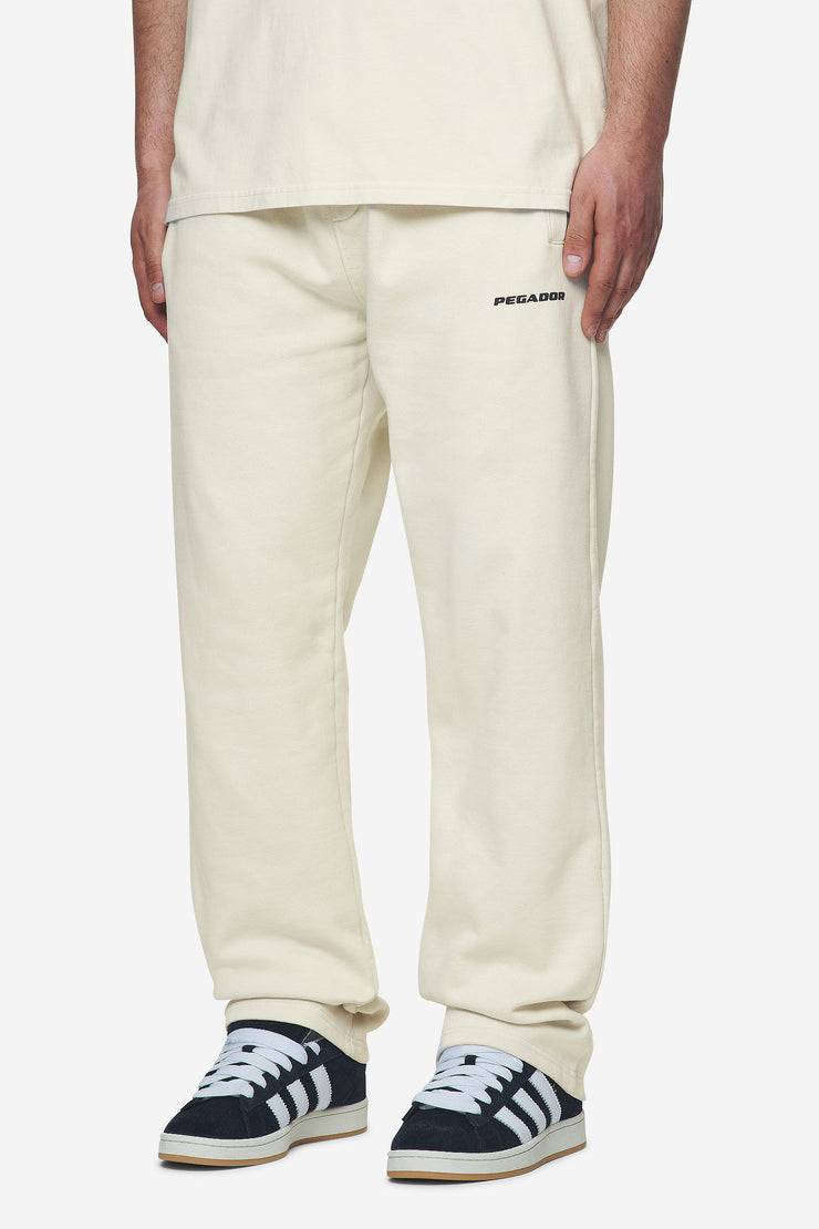 Pegador Logo Wide Sweat Pants Washed Salty Cream Black Gum