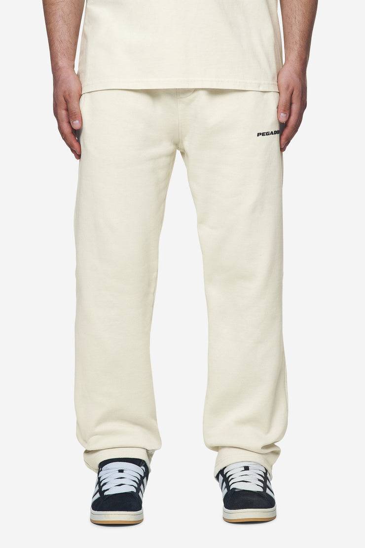 Pegador Logo Wide Sweat Pants Washed Salty Cream Black Gum