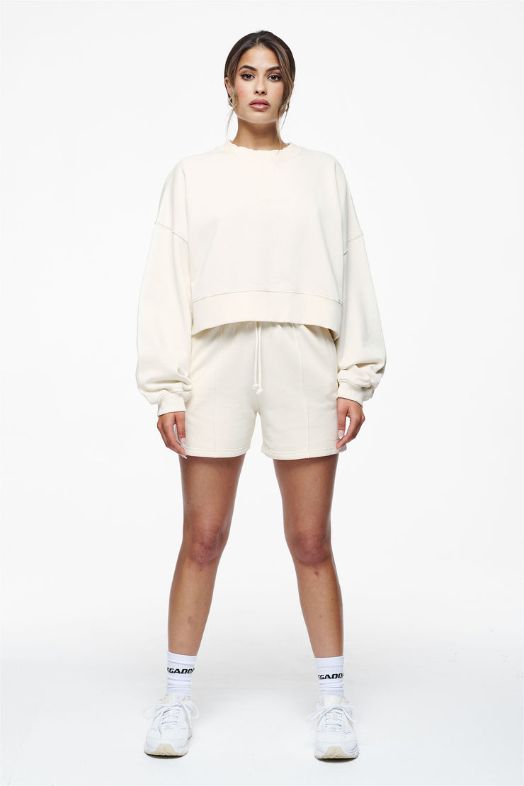 Pegador Londa Cropped Oversized Sweater Vintage Washed Unbleached Gum
