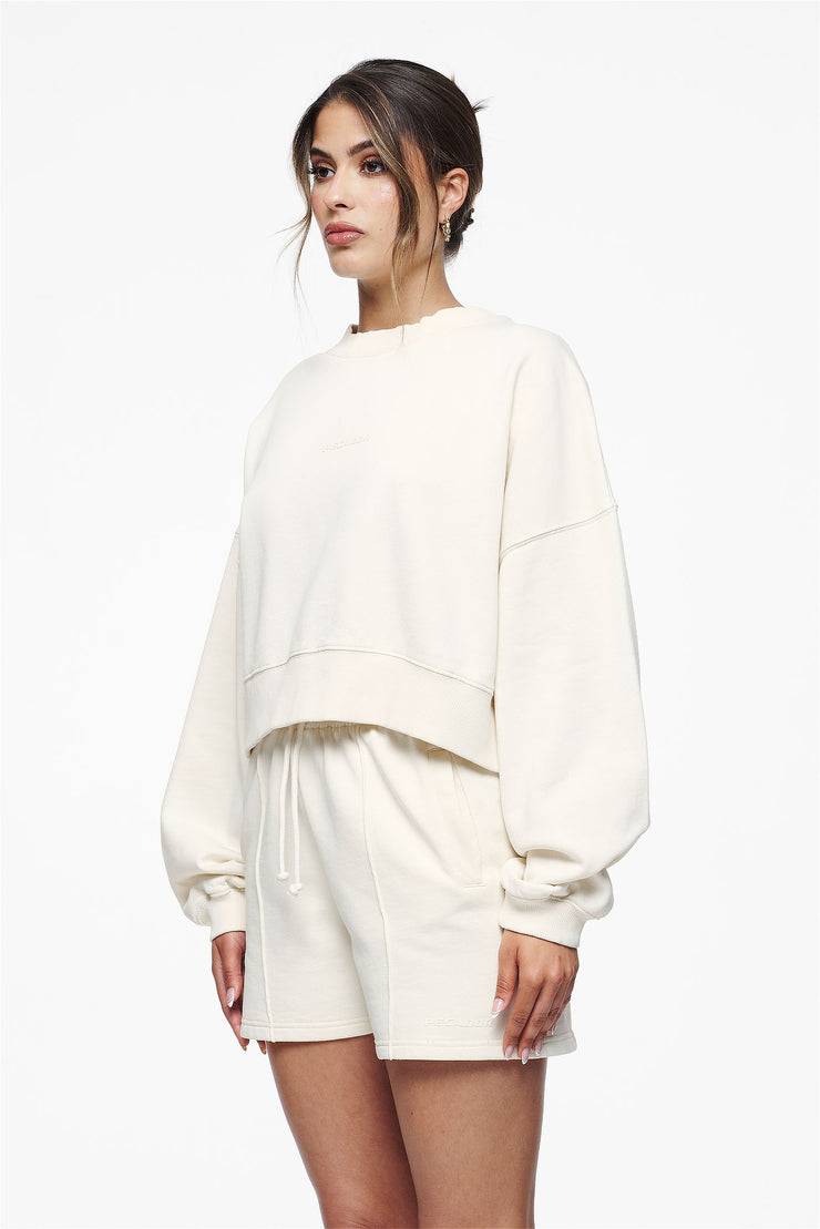 Pegador Londa Cropped Oversized Sweater Vintage Washed Unbleached Gum