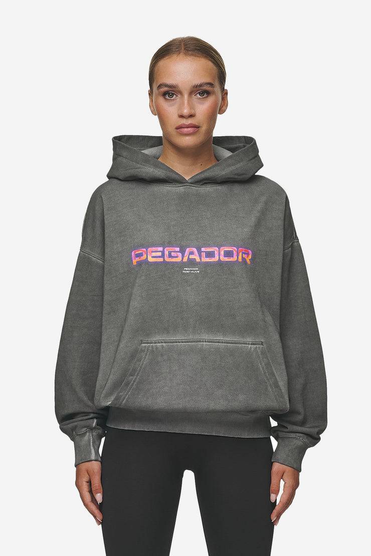 Pegador Lui Sprayed Oversized Hoodie Oil Dyed Deep Grey