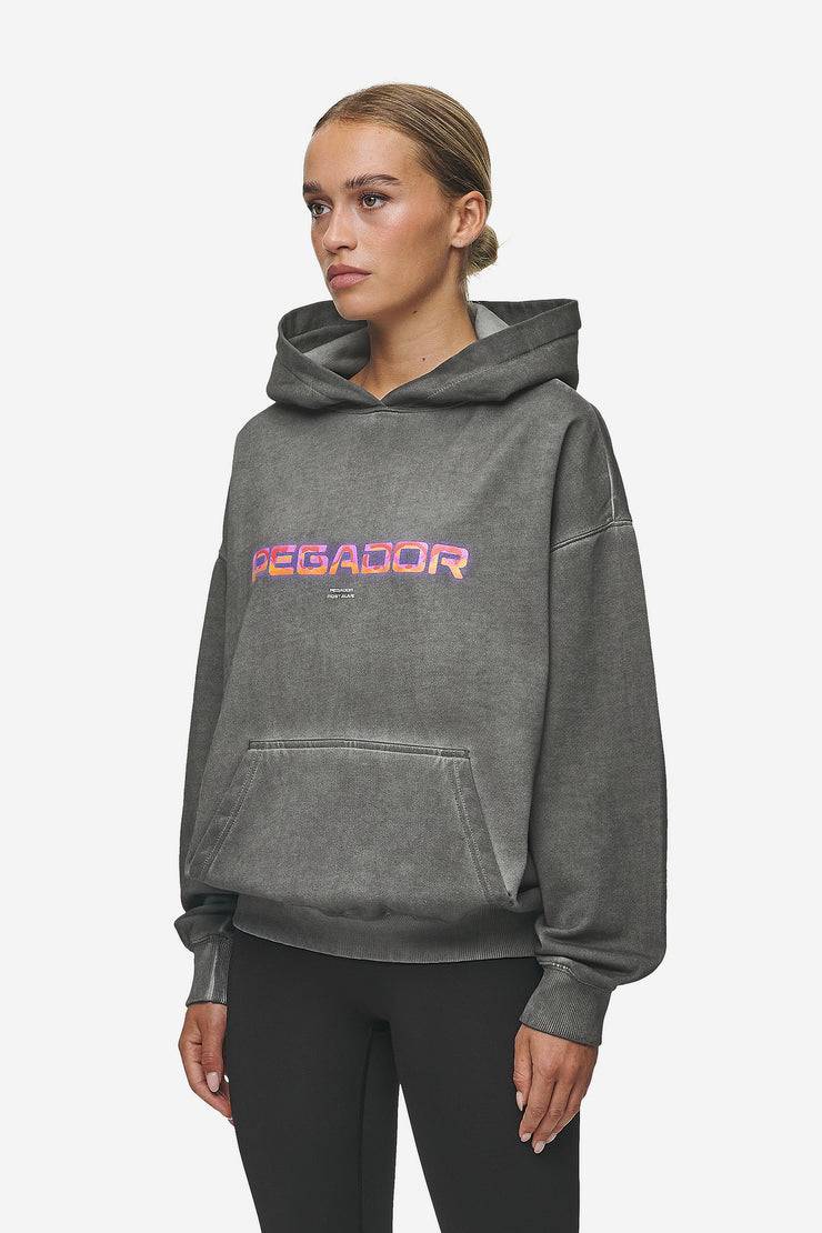 Pegador Lui Sprayed Oversized Hoodie Oil Dyed Deep Grey