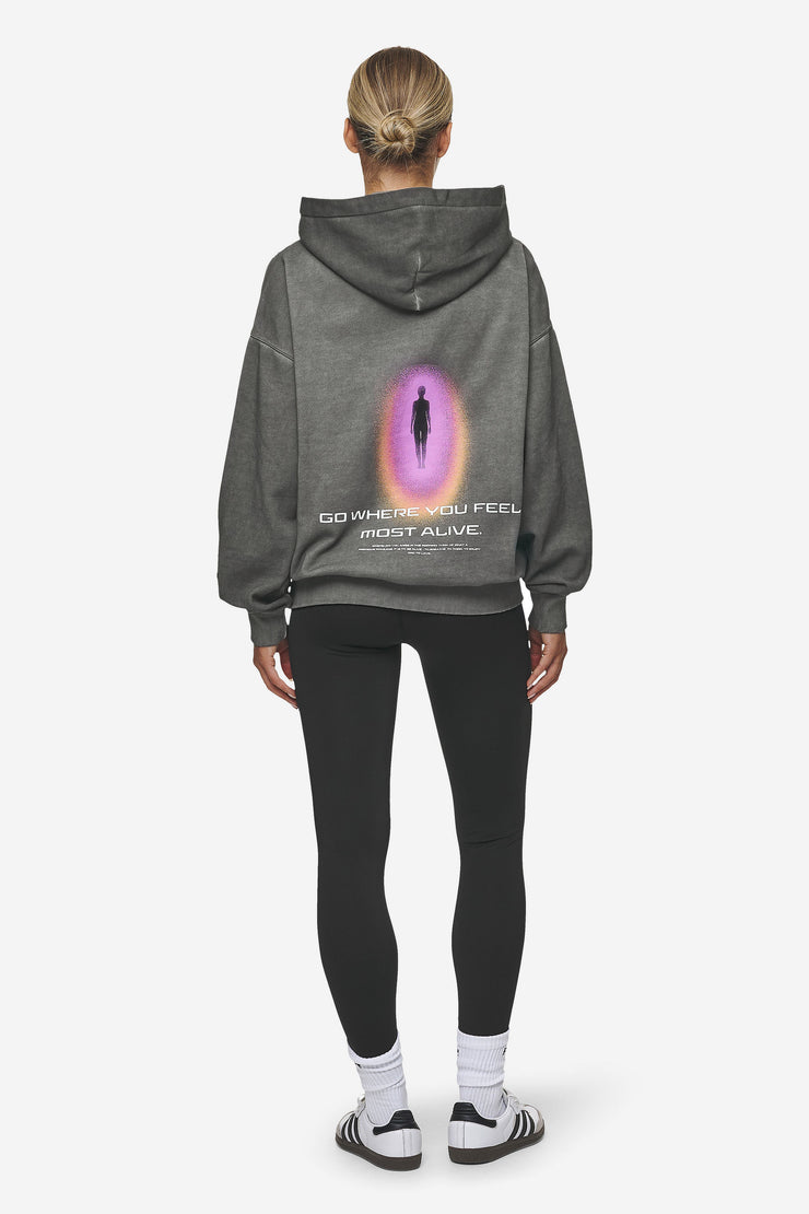 Pegador Lui Sprayed Oversized Hoodie Oil Dyed Deep Grey