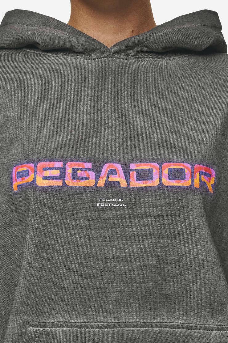 Pegador Lui Sprayed Oversized Hoodie Oil Dyed Deep Grey
