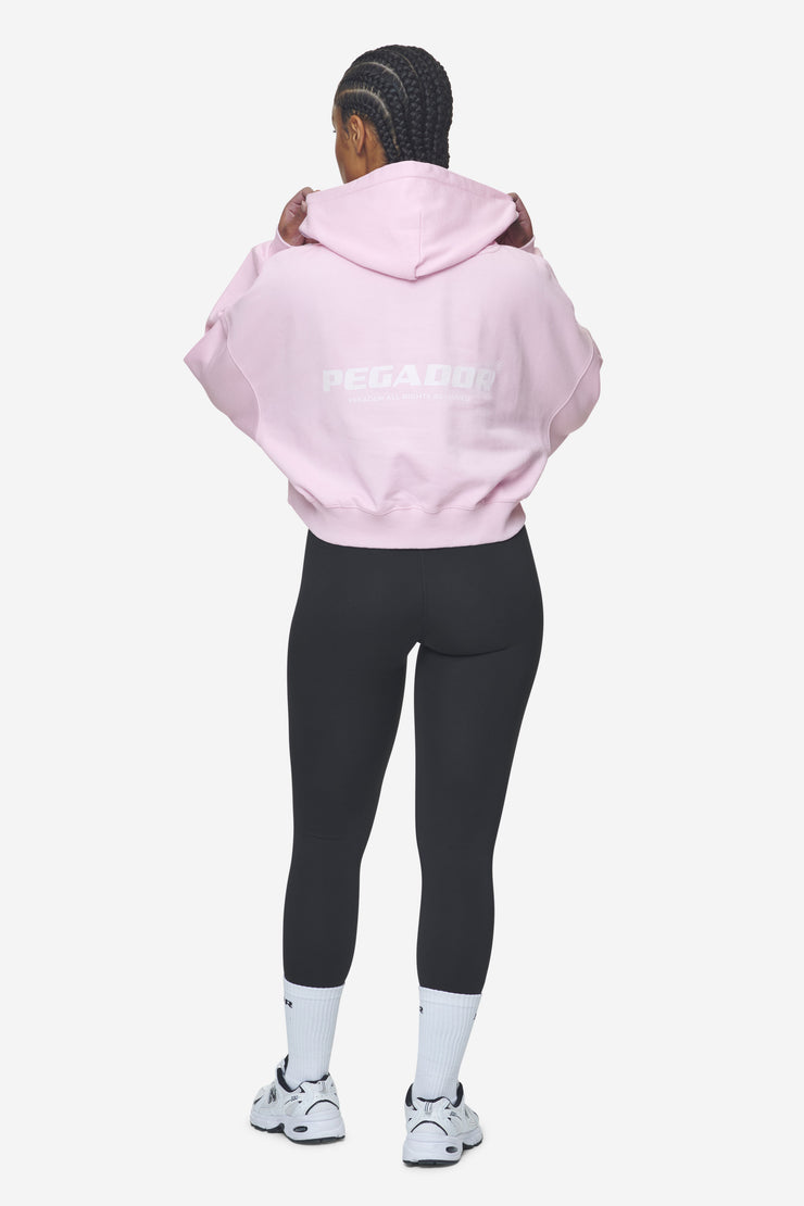 Pegador Luna Logo Oversized Cropped Hoodie Washed Bubblegum White