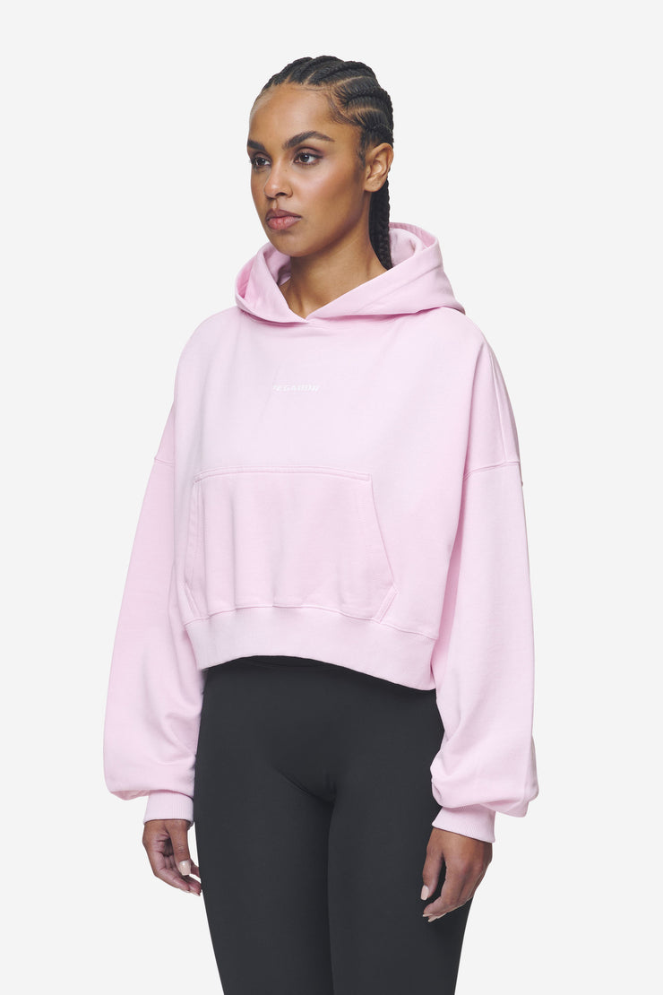 Pegador Luna Logo Oversized Cropped Hoodie Washed Bubblegum White