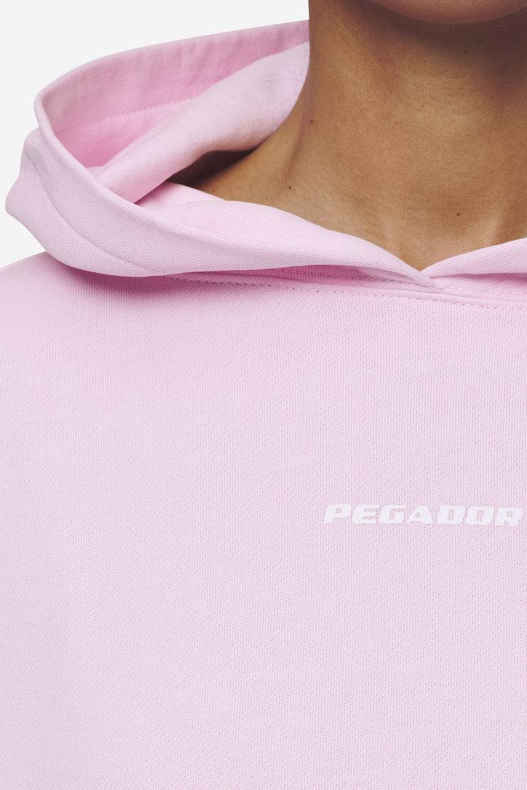Pegador Luna Logo Oversized Cropped Hoodie Washed Bubblegum White