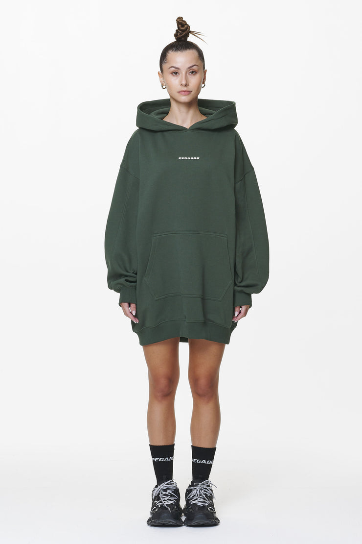 Pegador Malm Logo Oversized Hoodie Dress Washed Sage Green
