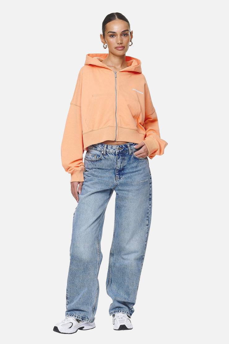 Pegador Marla Cropped Zip Hoodie Washed Apricot White Gum