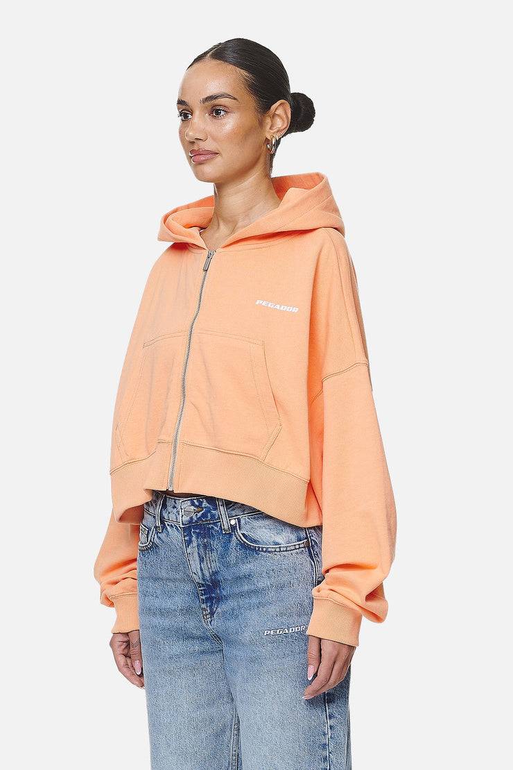 Pegador Marla Cropped Zip Hoodie Washed Apricot White Gum