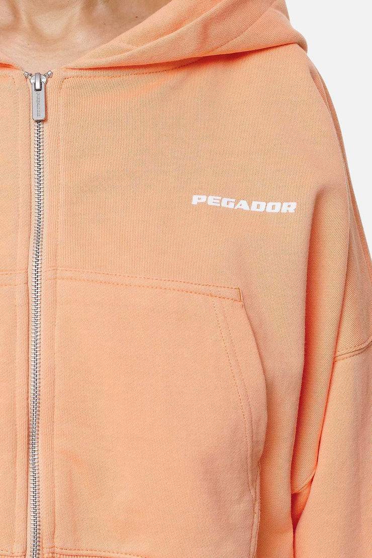 Pegador Marla Cropped Zip Hoodie Washed Apricot White Gum