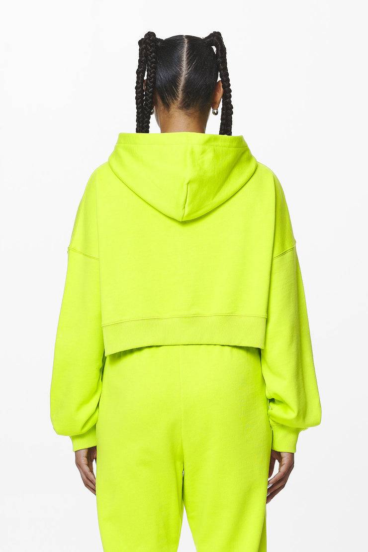 Pegador Marla Cropped Zip Hoodie Washed Lime Yellow Gum