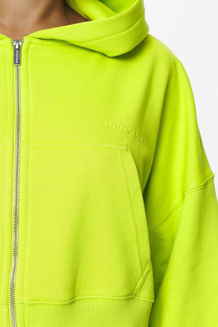 Pegador Marla Cropped Zip Hoodie Washed Lime Yellow Gum