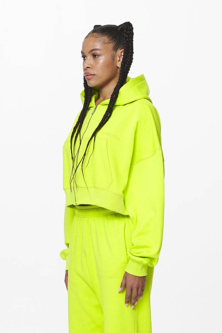 Pegador Marla Cropped Zip Hoodie Washed Lime Yellow Gum