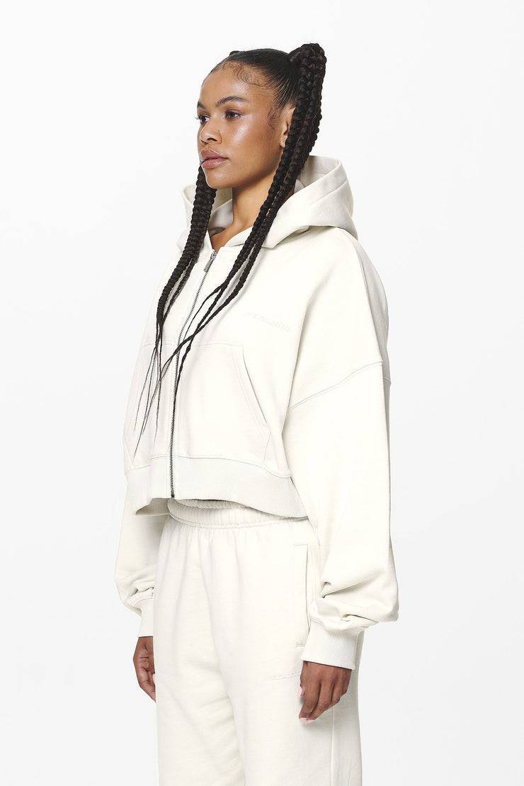 Pegador Marla Cropped Zip Hoodie Washed Salty Cream Gum