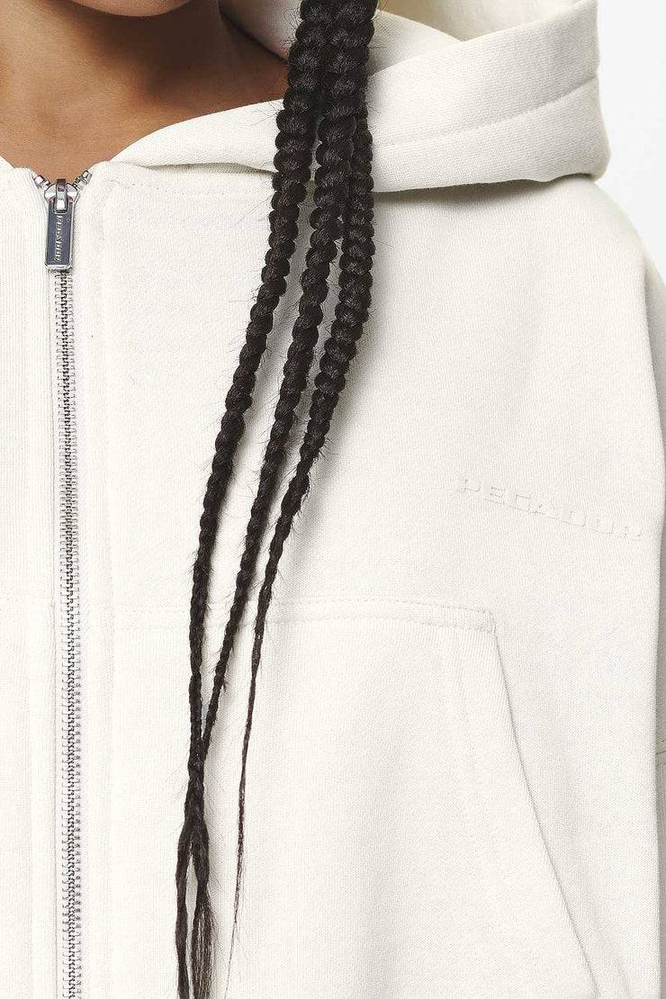 Pegador Marla Cropped Zip Hoodie Washed Salty Cream Gum
