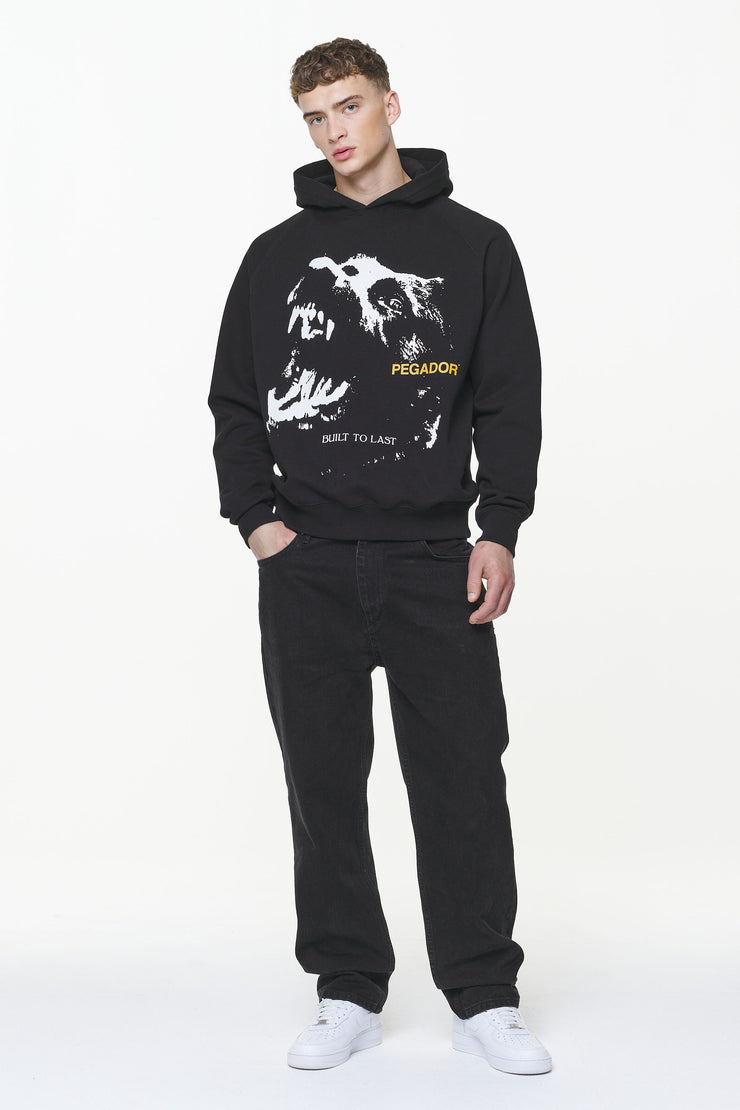 Pegador Nether Raglan Hoodie Vintage Washed Onyx Black